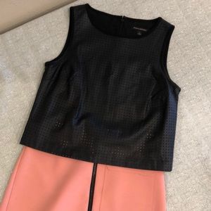 Black leather sleeveless blouse